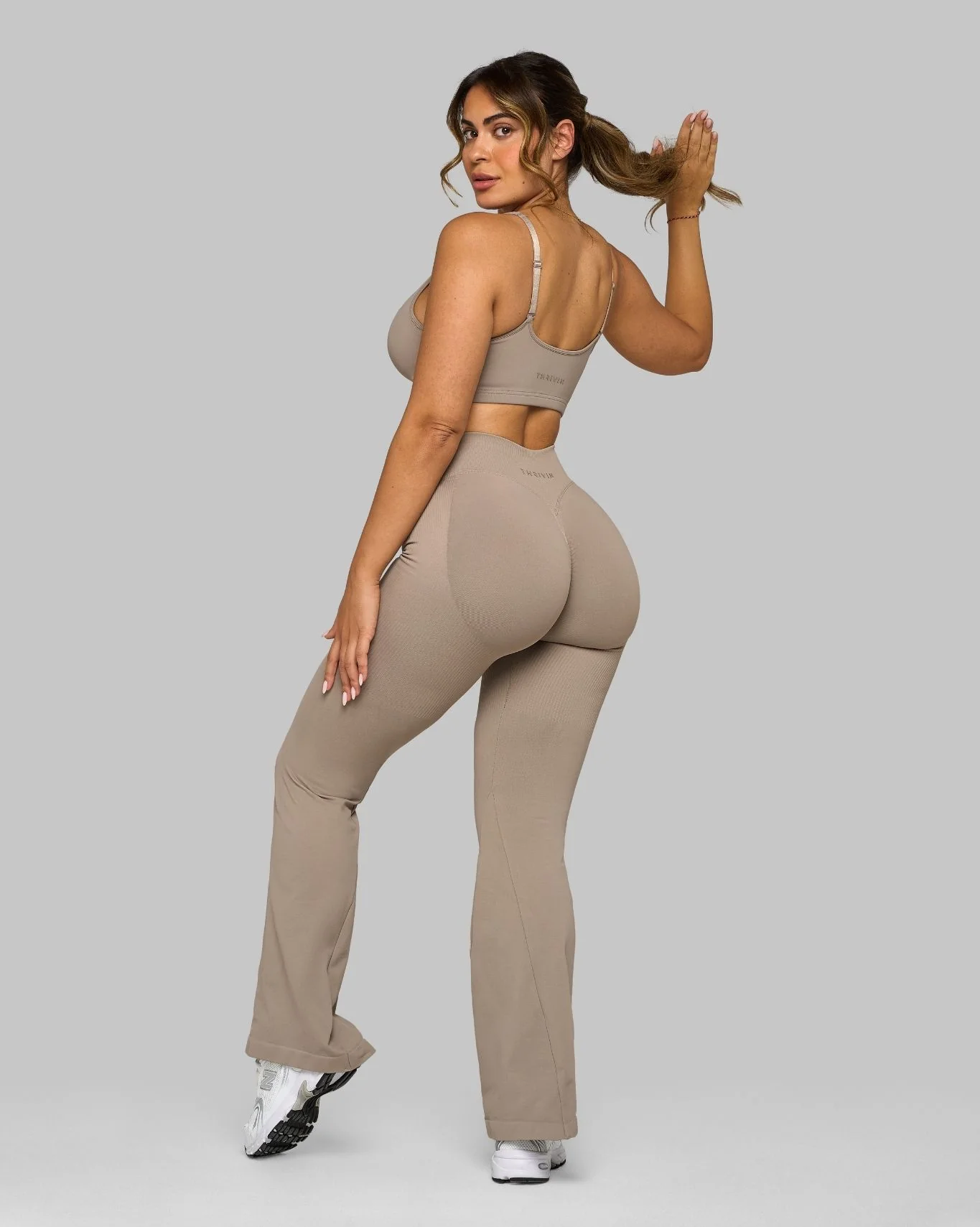 Elevate™ Sculpting Mid V-Waist Scrunch Flare | Latte - Image 5