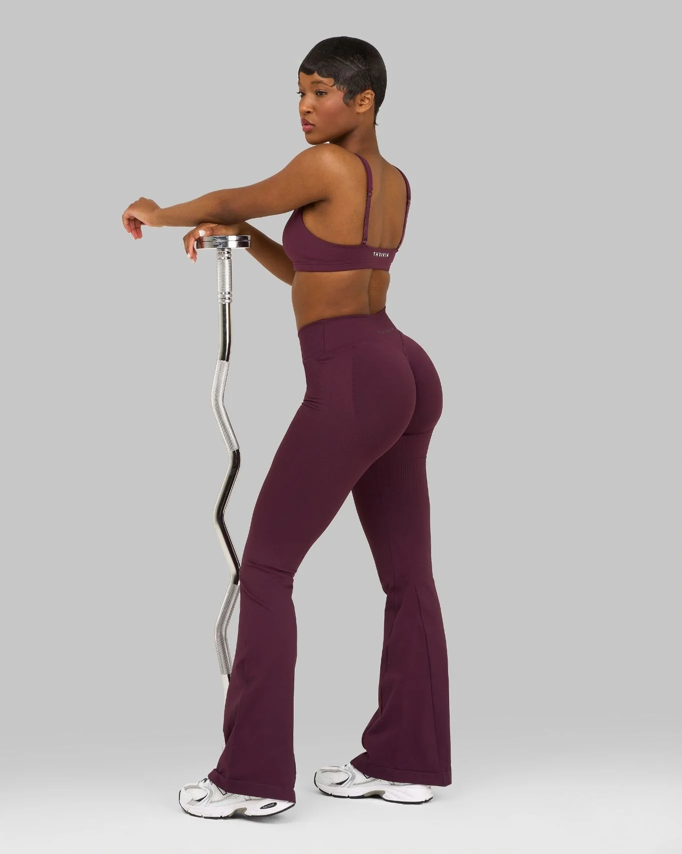 Elevate⢠Sculpting Mid V-Waist Scrunch Flare | Winter Plum - Image 5