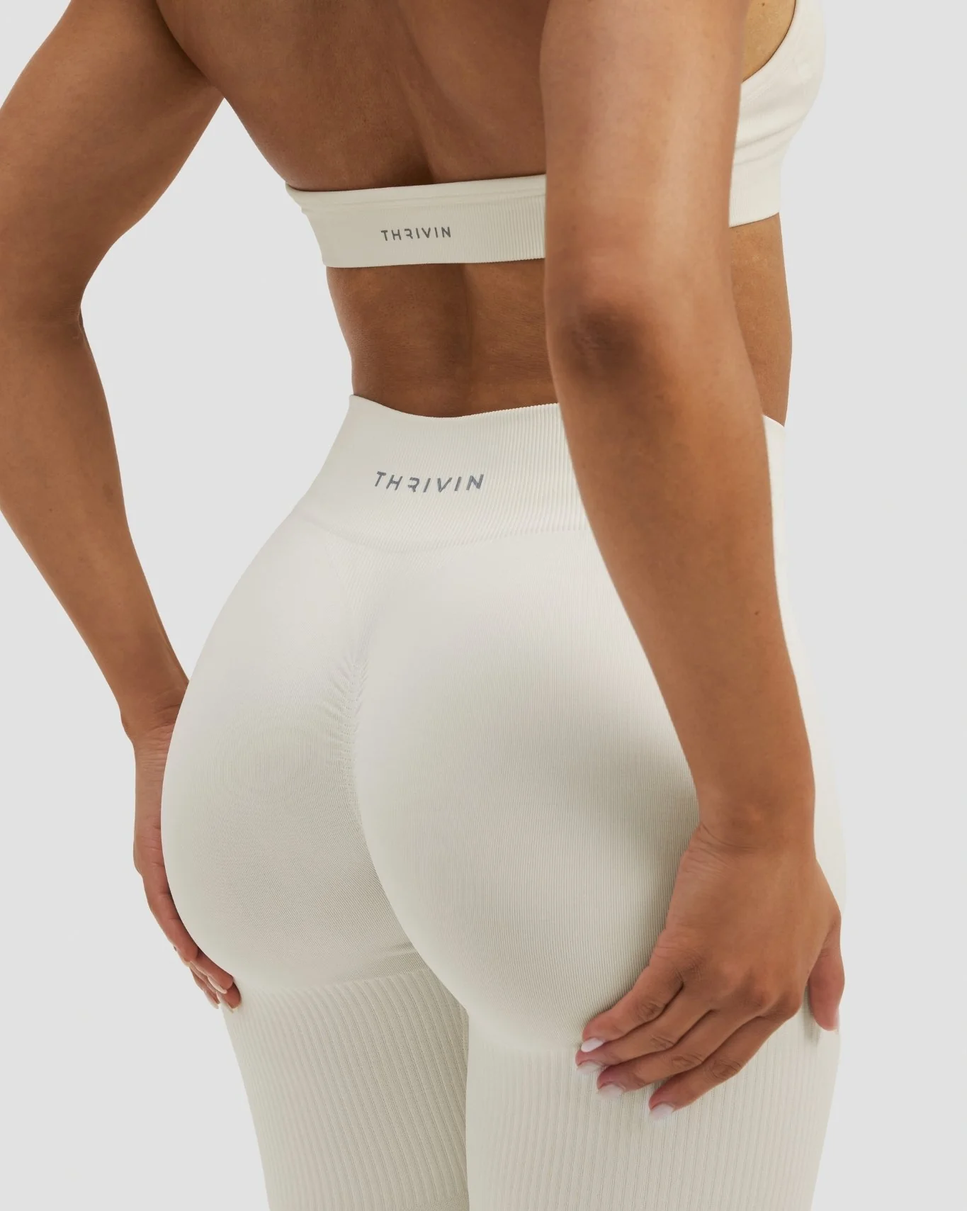 Elevate™ Sculpting Mid Waist Scrunch Leggings | Cream - Image 3