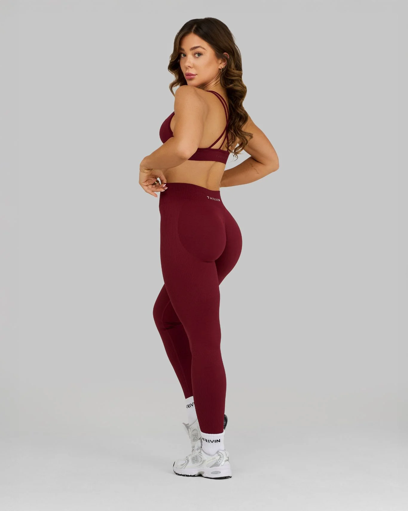 Elevate™ Sculpting Mid Waist Scrunch Leggings | Fine Wine - Image 4