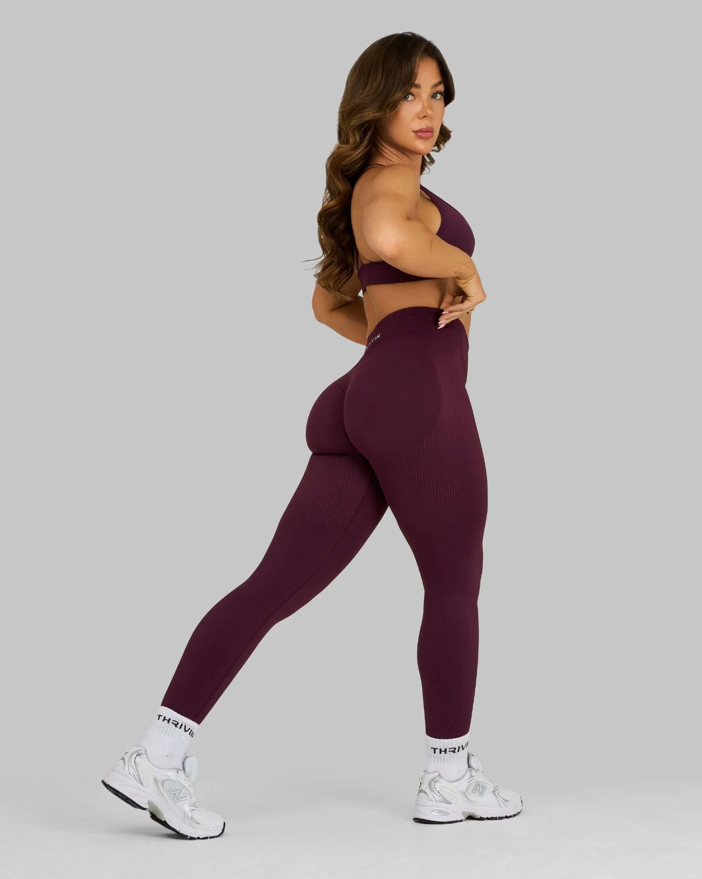 Elevate™ Sculpting Mid Waist Scrunch Leggings | Winter Plum - Image 3