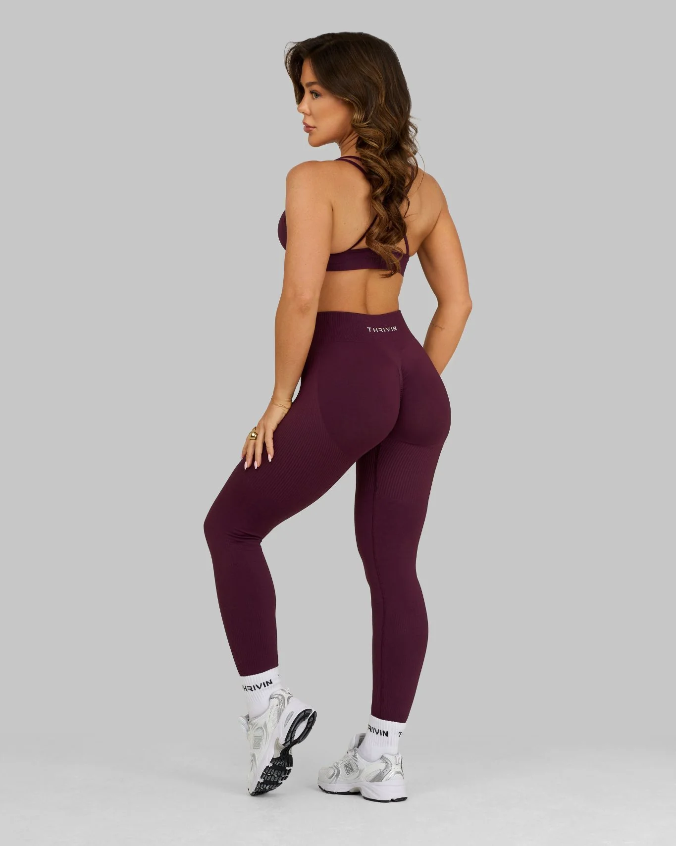 Elevate™ Sculpting Mid Waist Scrunch Leggings | Winter Plum - Image 4