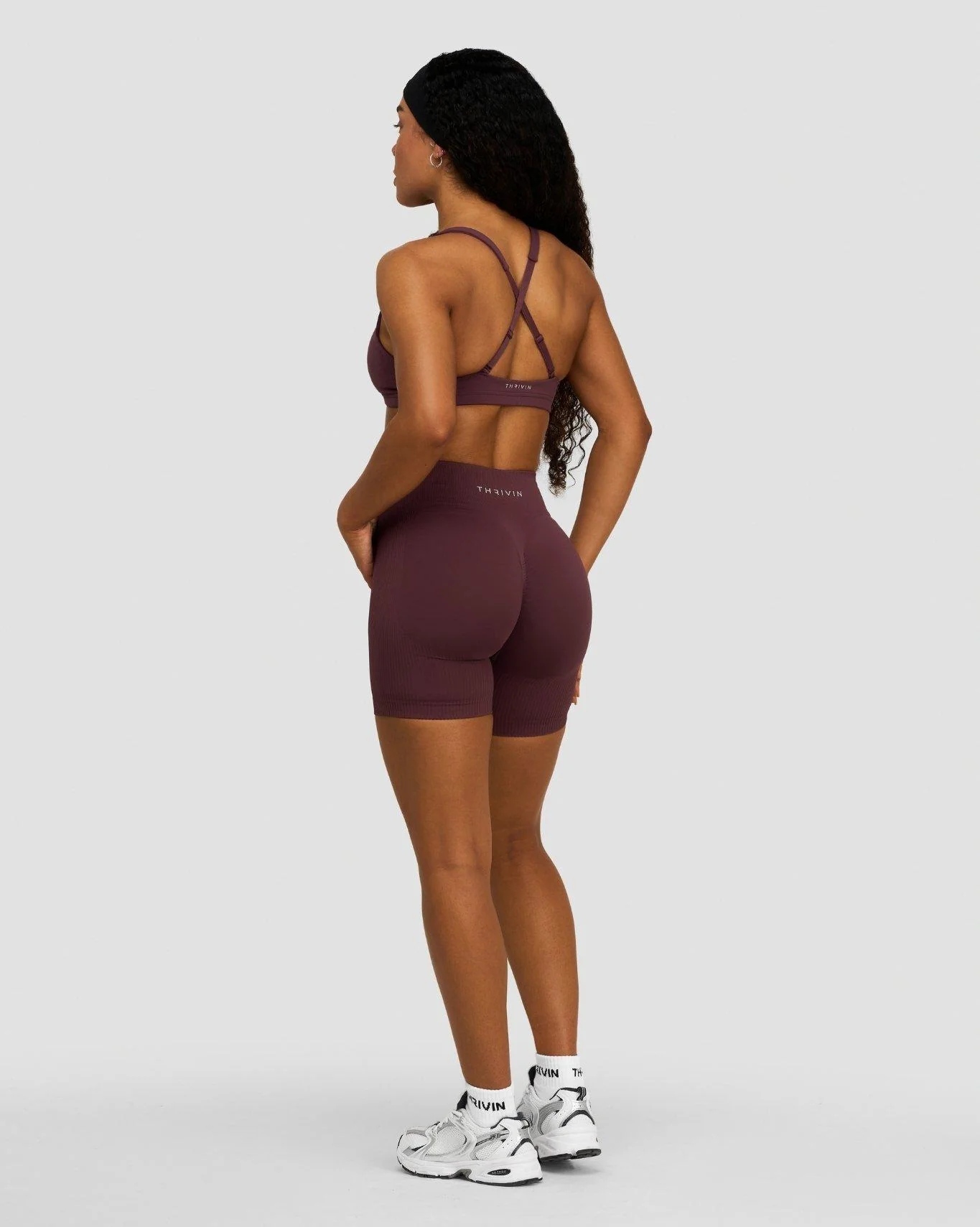 Elevate™ Sculpting Mid Waist Scrunch Shorts | Dark Mauve - Image 4