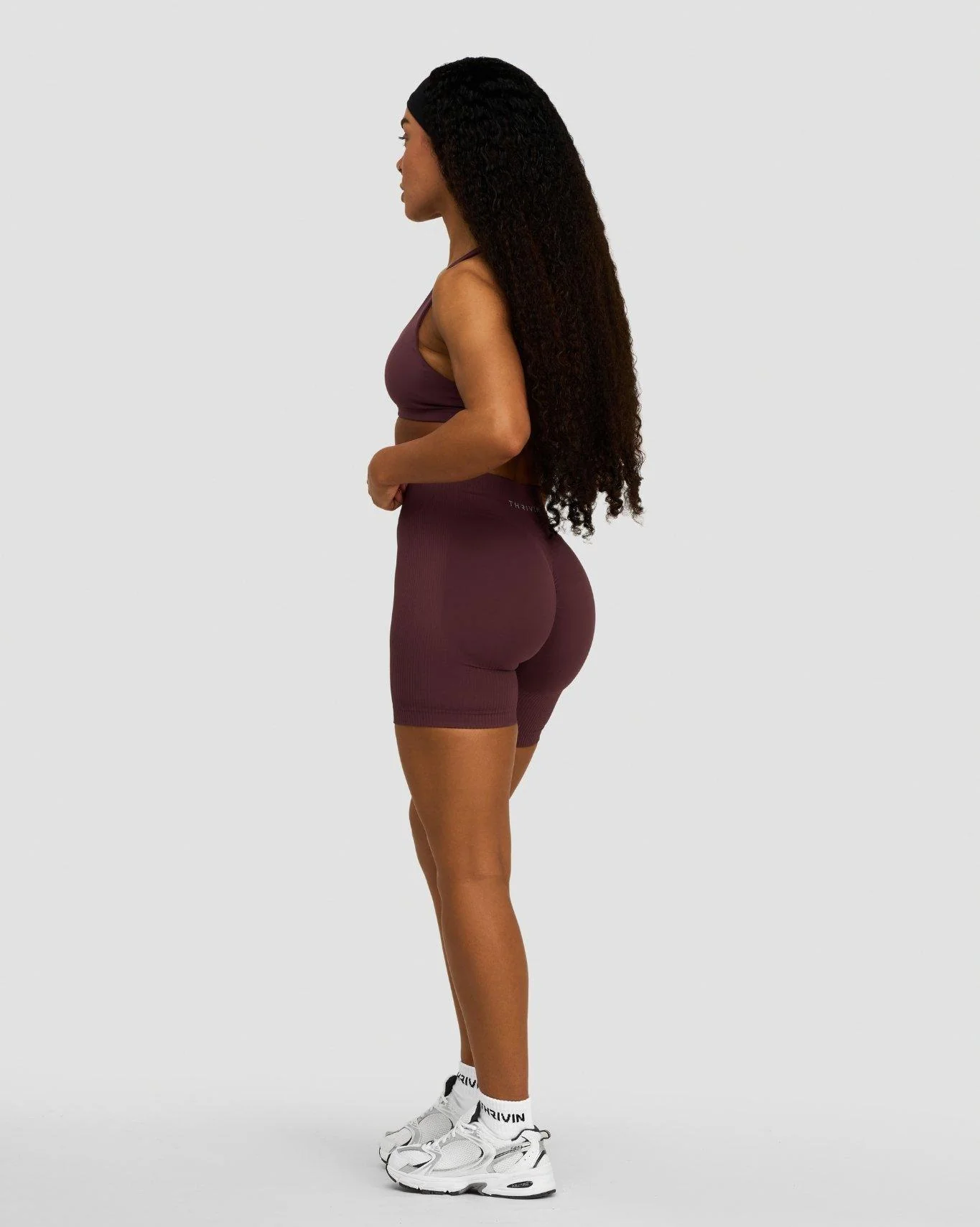 Elevate™ Sculpting Mid Waist Scrunch Shorts | Dark Mauve - Image 6