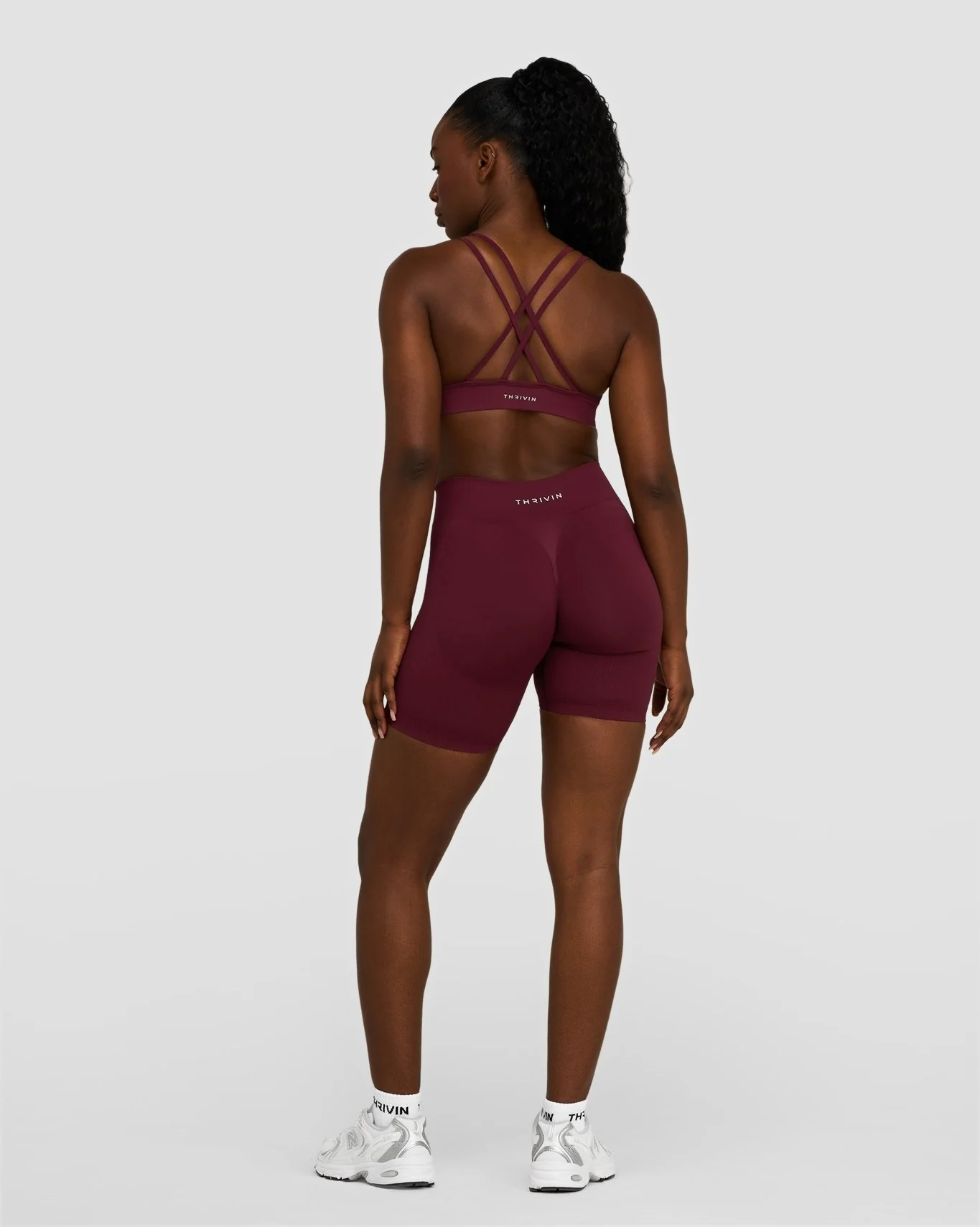 Elevate™ Sculpting Mid Waist Scrunch Shorts | Merlot - Image 4