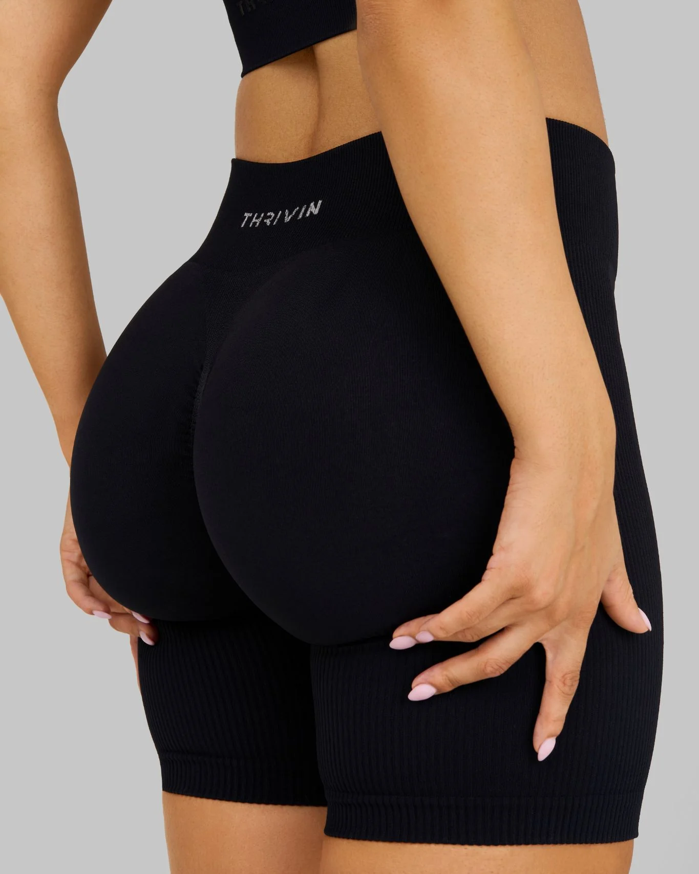 Elevate™ Sculpting Mid Waist Scrunch Shorts | Night Black - Image 2