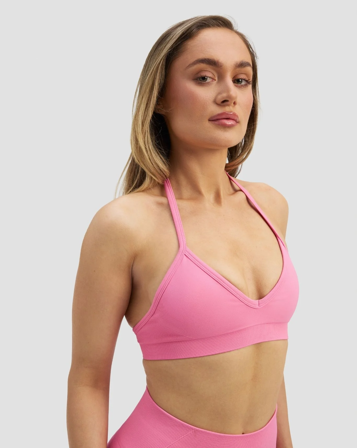 Elevate™ Sculpting Seamless Adjustable Halter Bra | Bubble Pink - Image 5