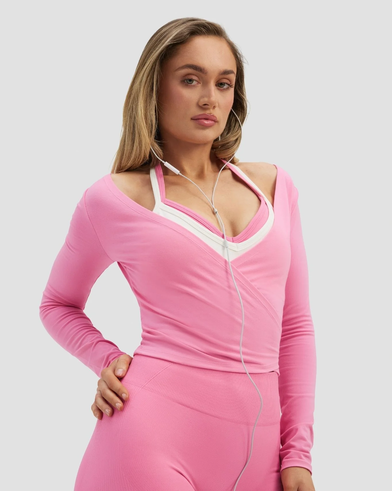 Elevate™ Sculpting Seamless Adjustable Halter Bra | Bubble Pink - Image 7