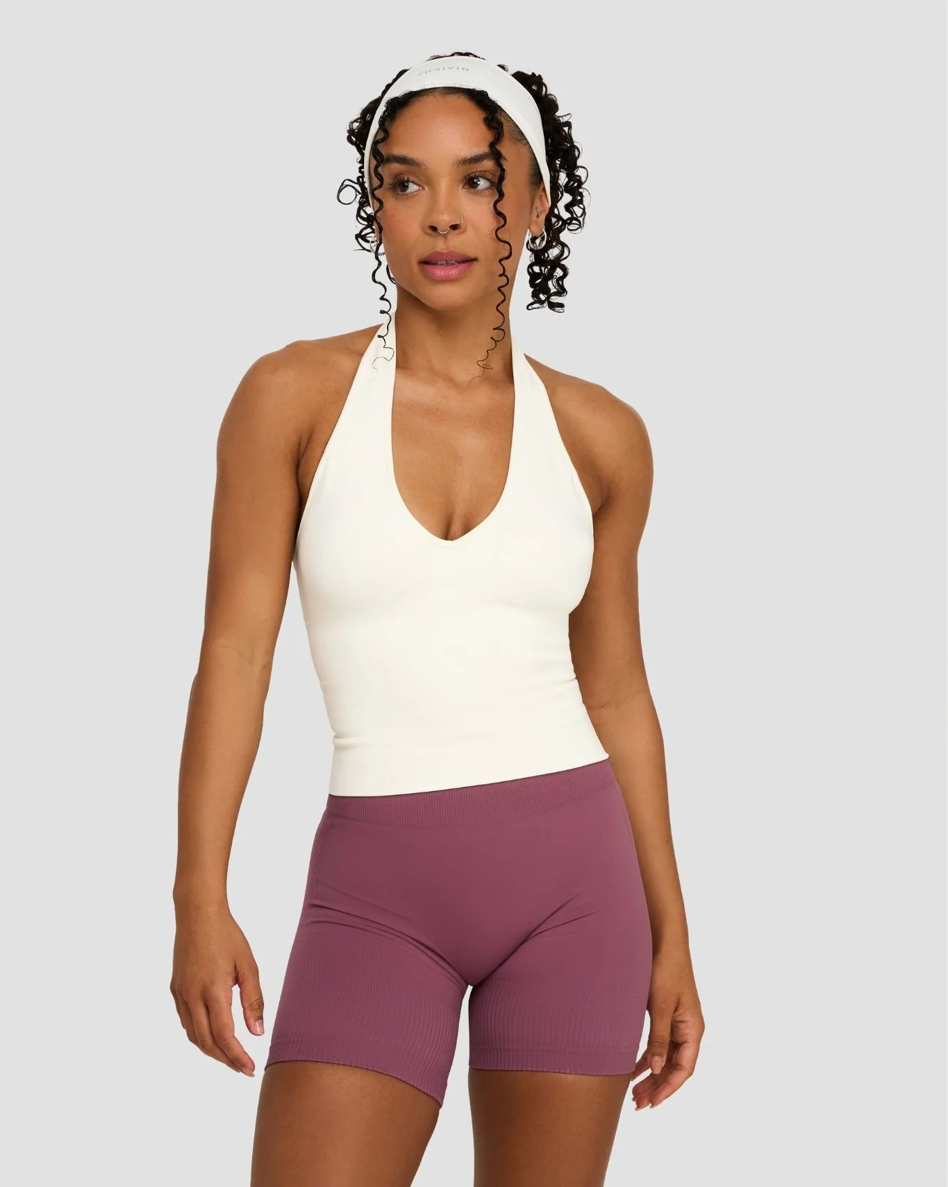 Elevate™ Sculpting Seamless Halterneck Top | Cream - Image 3