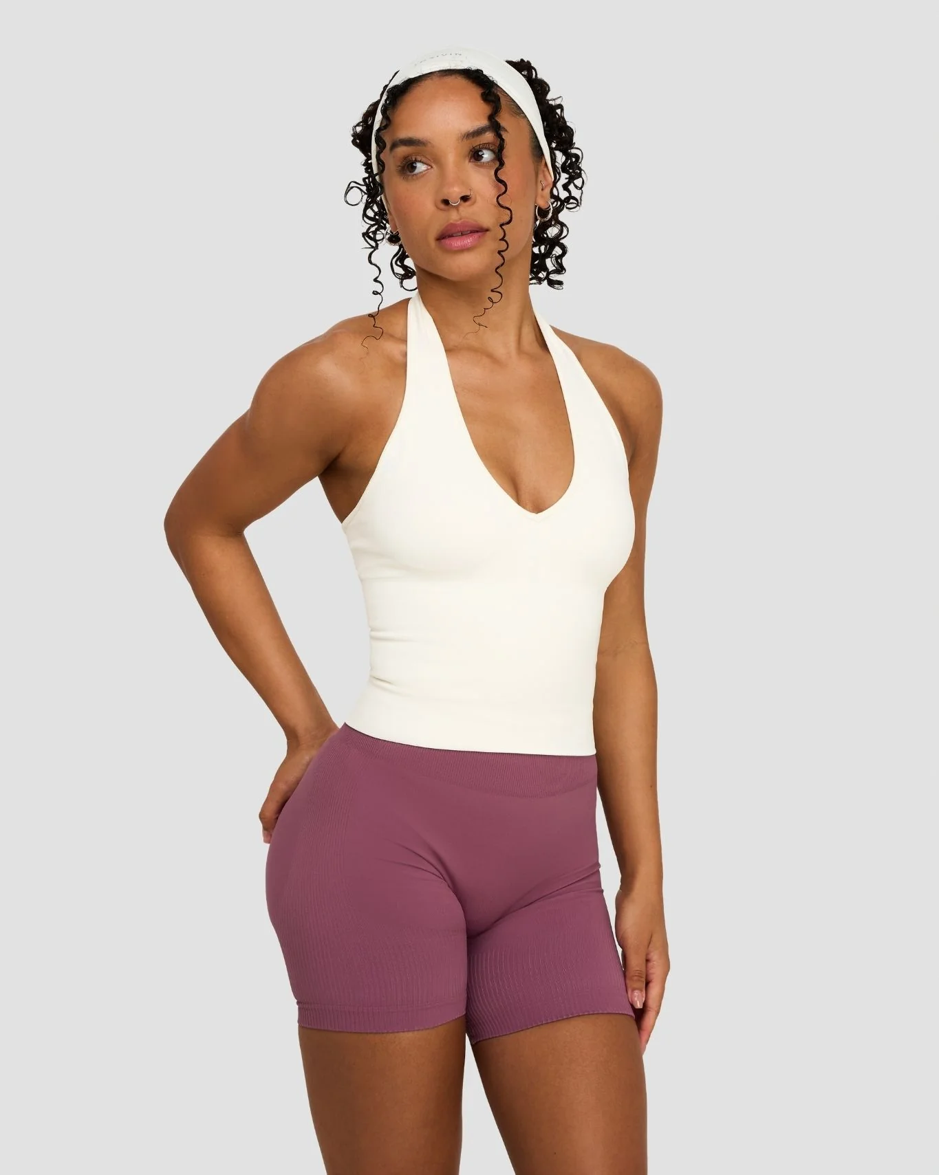 Elevate™ Sculpting Seamless Halterneck Top | Cream - Image 4