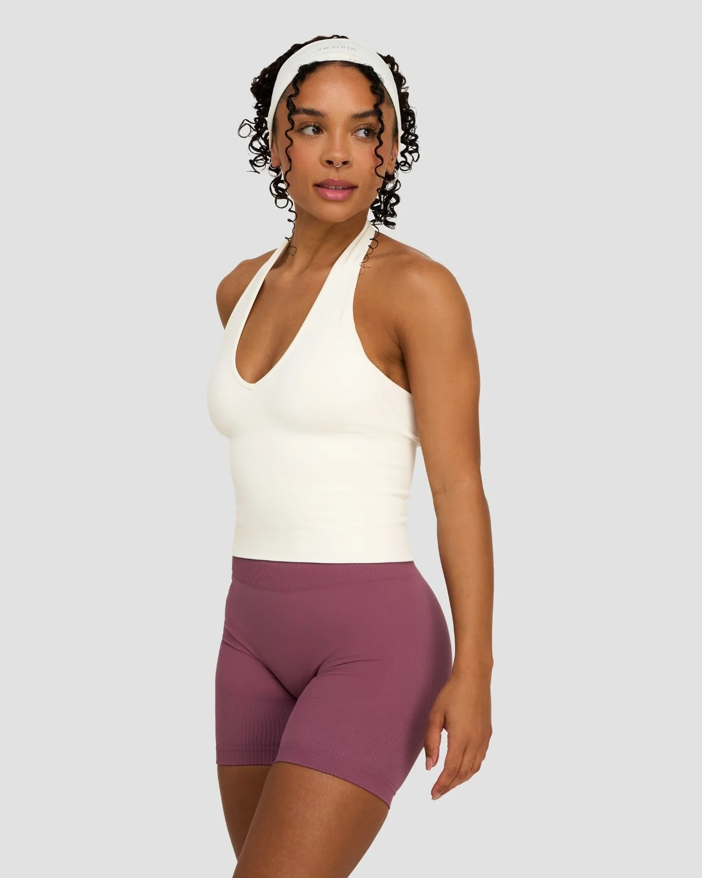 Elevate™ Sculpting Seamless Halterneck Top | Cream - Image 5