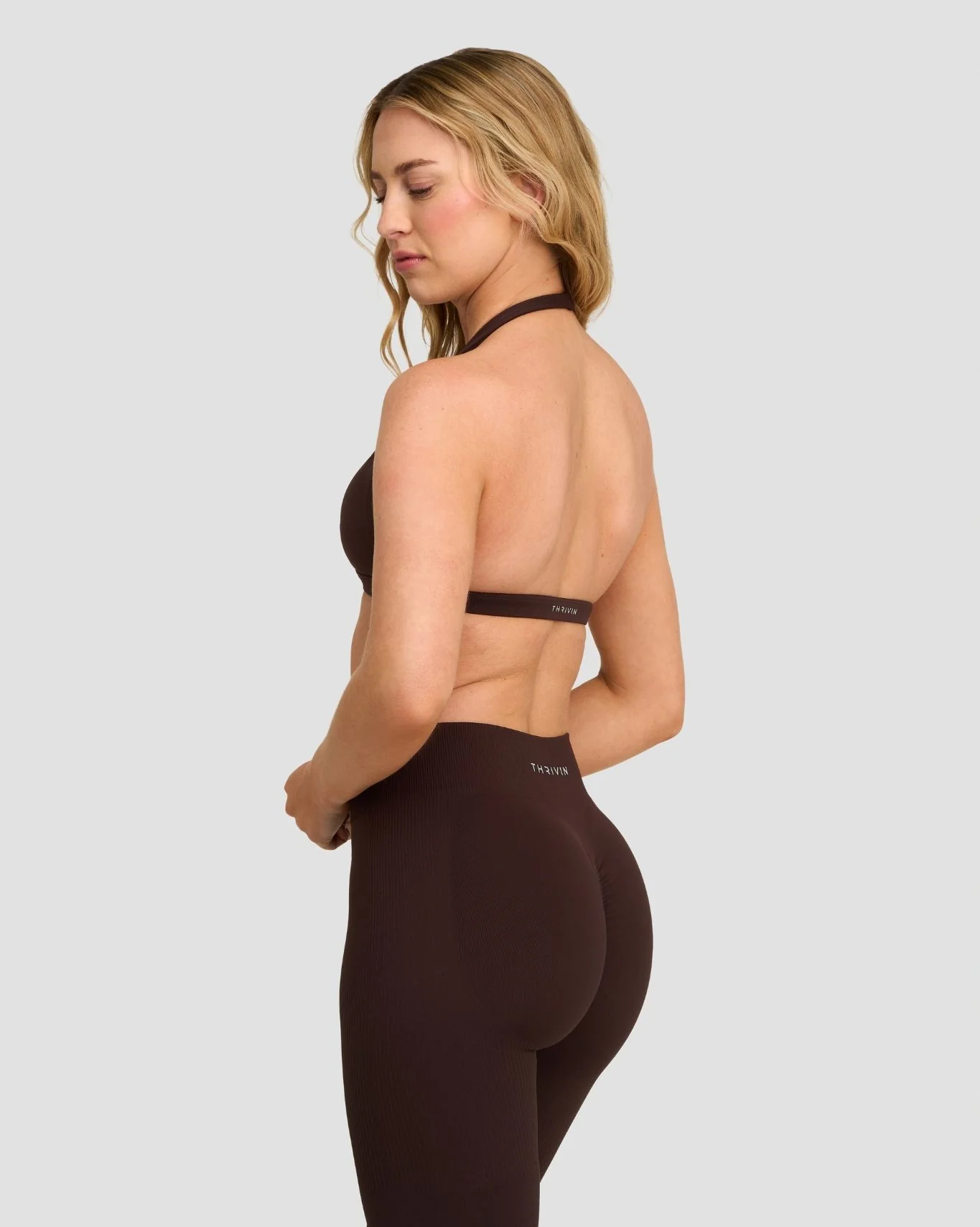 Elevate™ Sculpting Seamless V-Neck Halter Bra | Coffee - Image 2