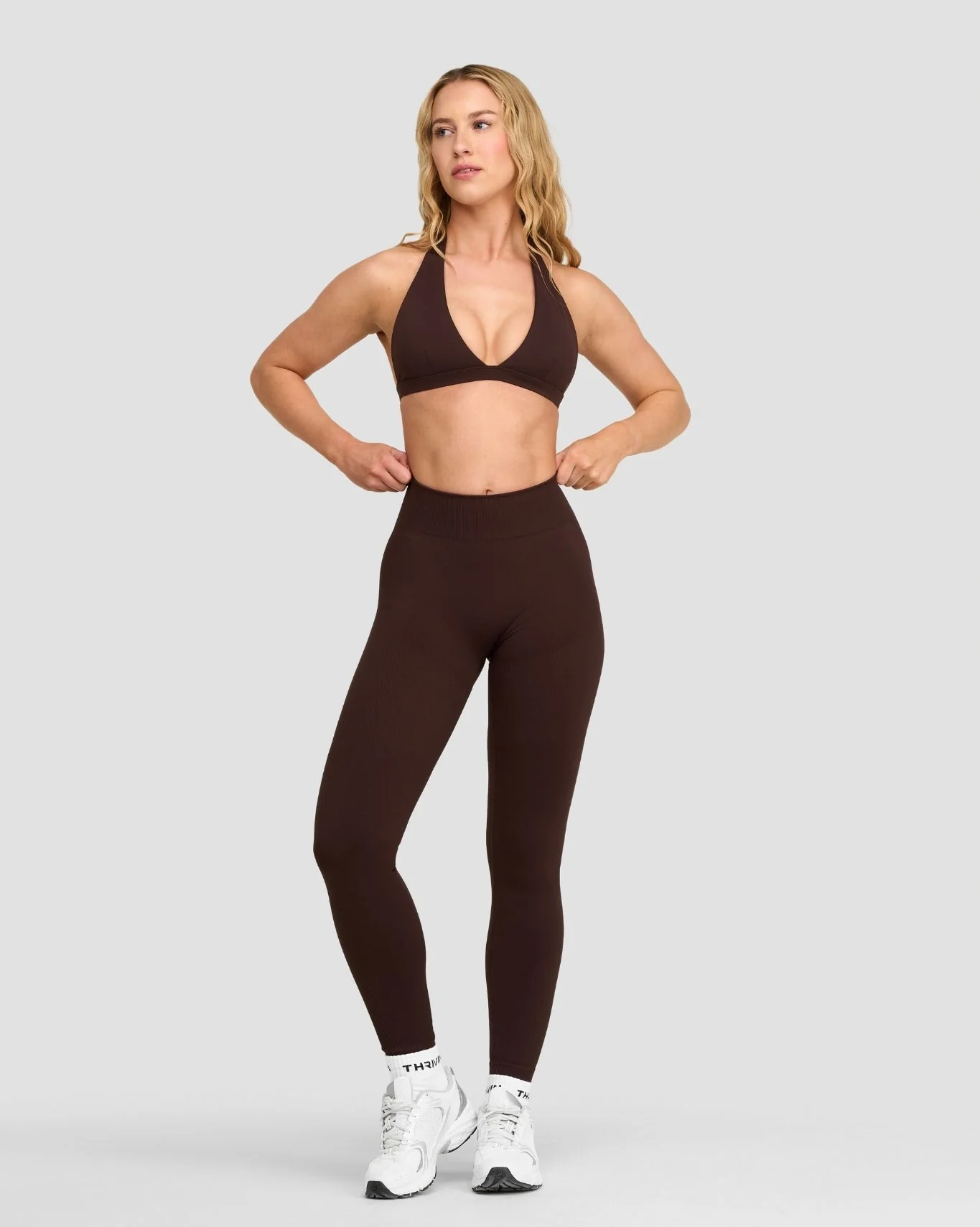 Elevate™ Sculpting Seamless V-Neck Halter Bra | Coffee - Image 5