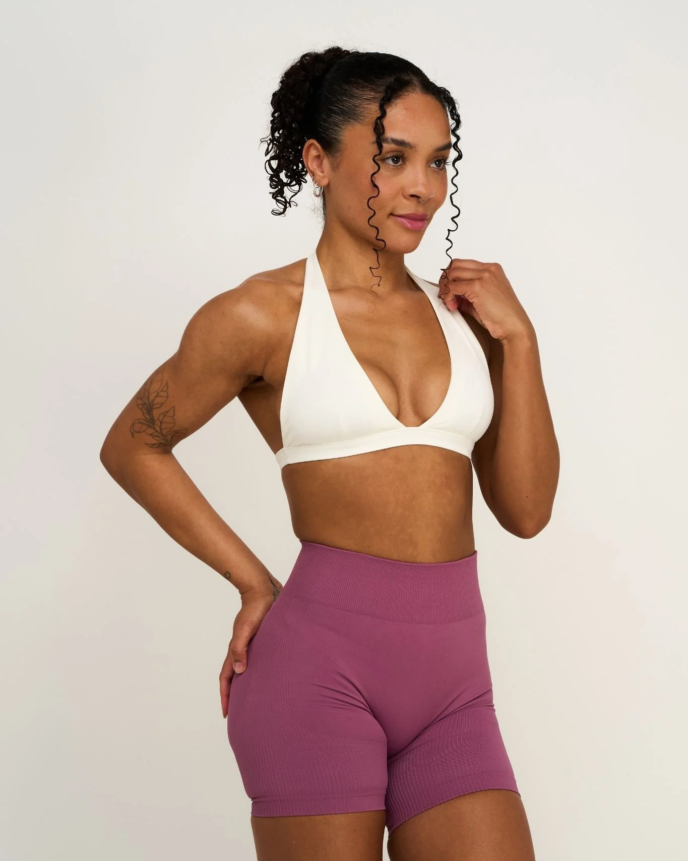 Elevate™ Sculpting Seamless V-Neck Halter Bra | Cream - Image 3