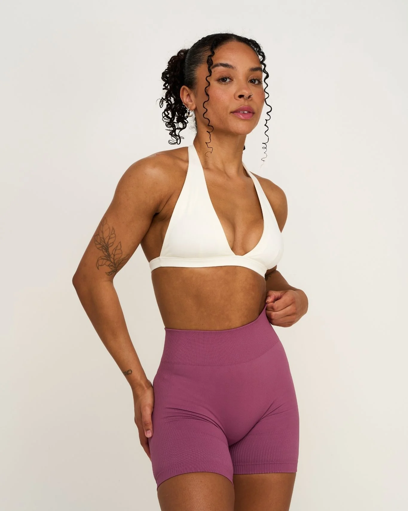 Elevate™ Sculpting Seamless V-Neck Halter Bra | Cream - Image 5