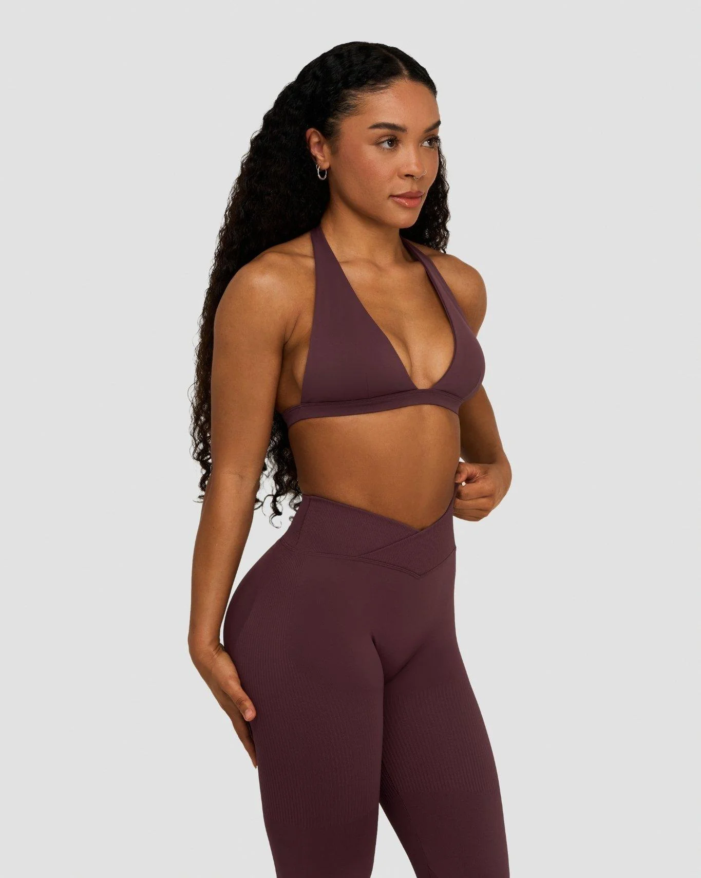 Elevate™ Sculpting Seamless V-Neck Halter Bra | Dark Mauve - Image 3