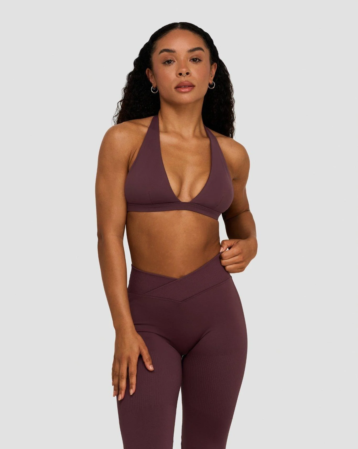 Elevate™ Sculpting Seamless V-Neck Halter Bra | Dark Mauve - Image 4