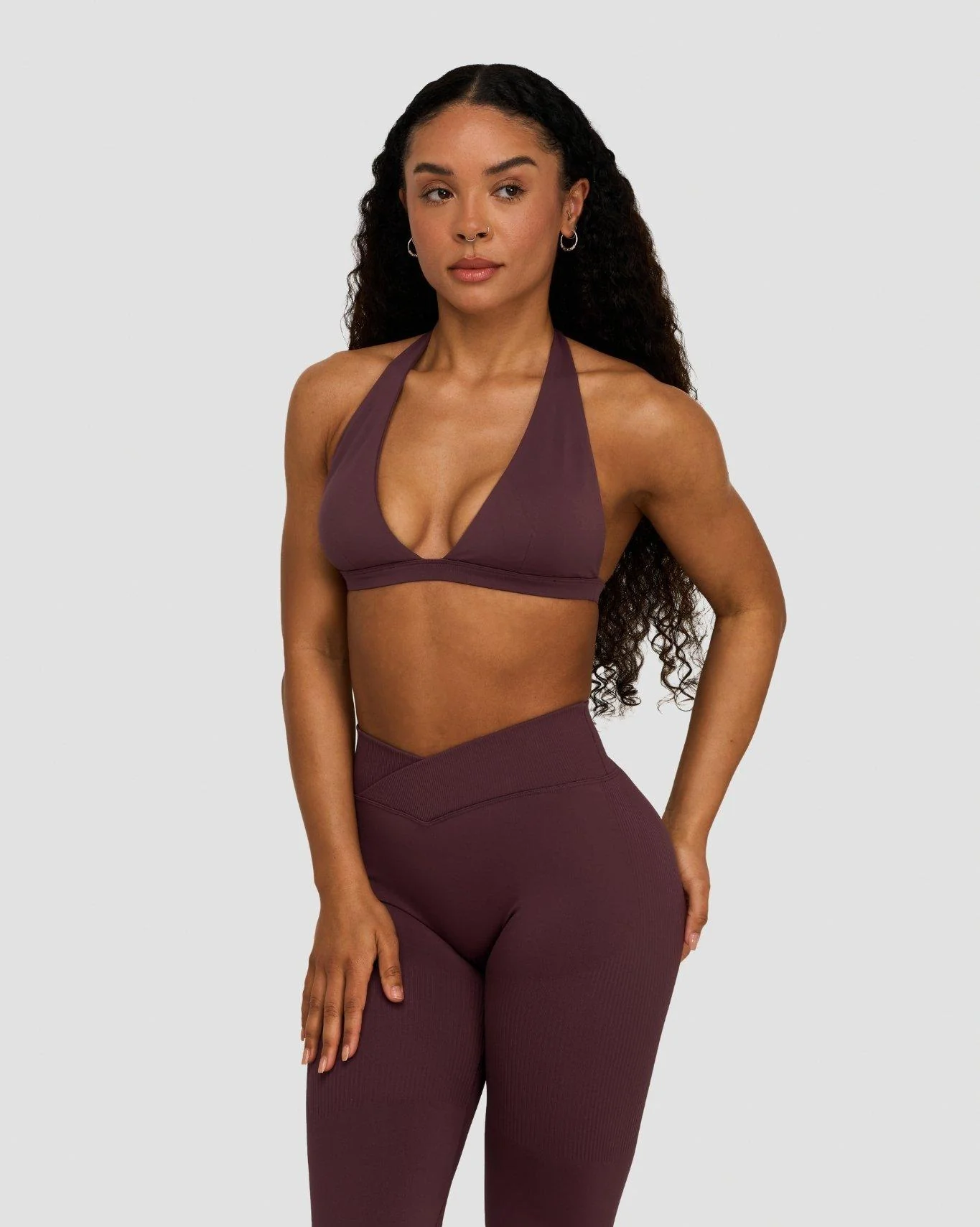 Elevate™ Sculpting Seamless V-Neck Halter Bra | Dark Mauve - Image 5