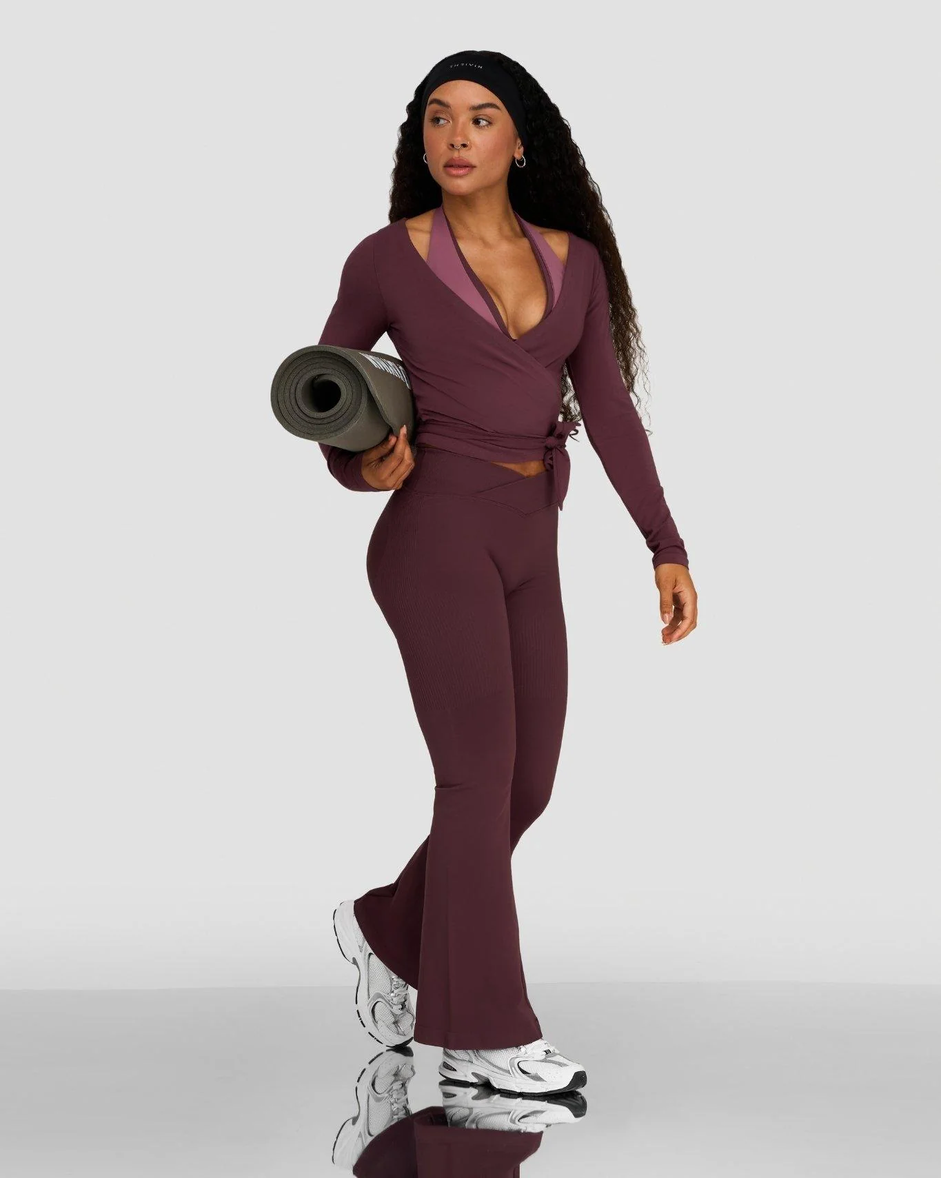 Elevate™ Sculpting Seamless V-Neck Halter Bra | Dark Mauve - Image 6