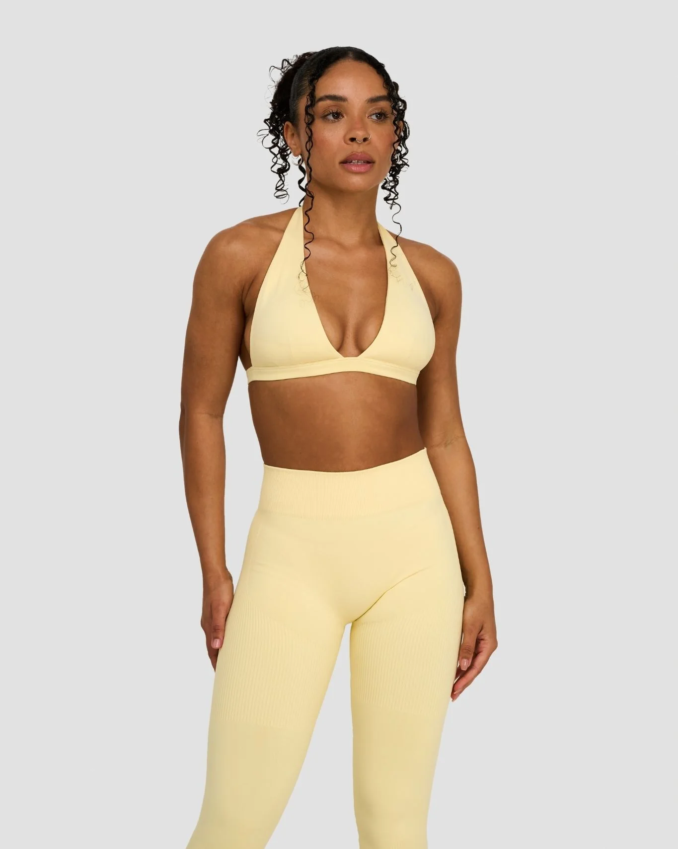 Elevate™ Sculpting Seamless V-Neck Halter Bra | Golden Butter - Image 3