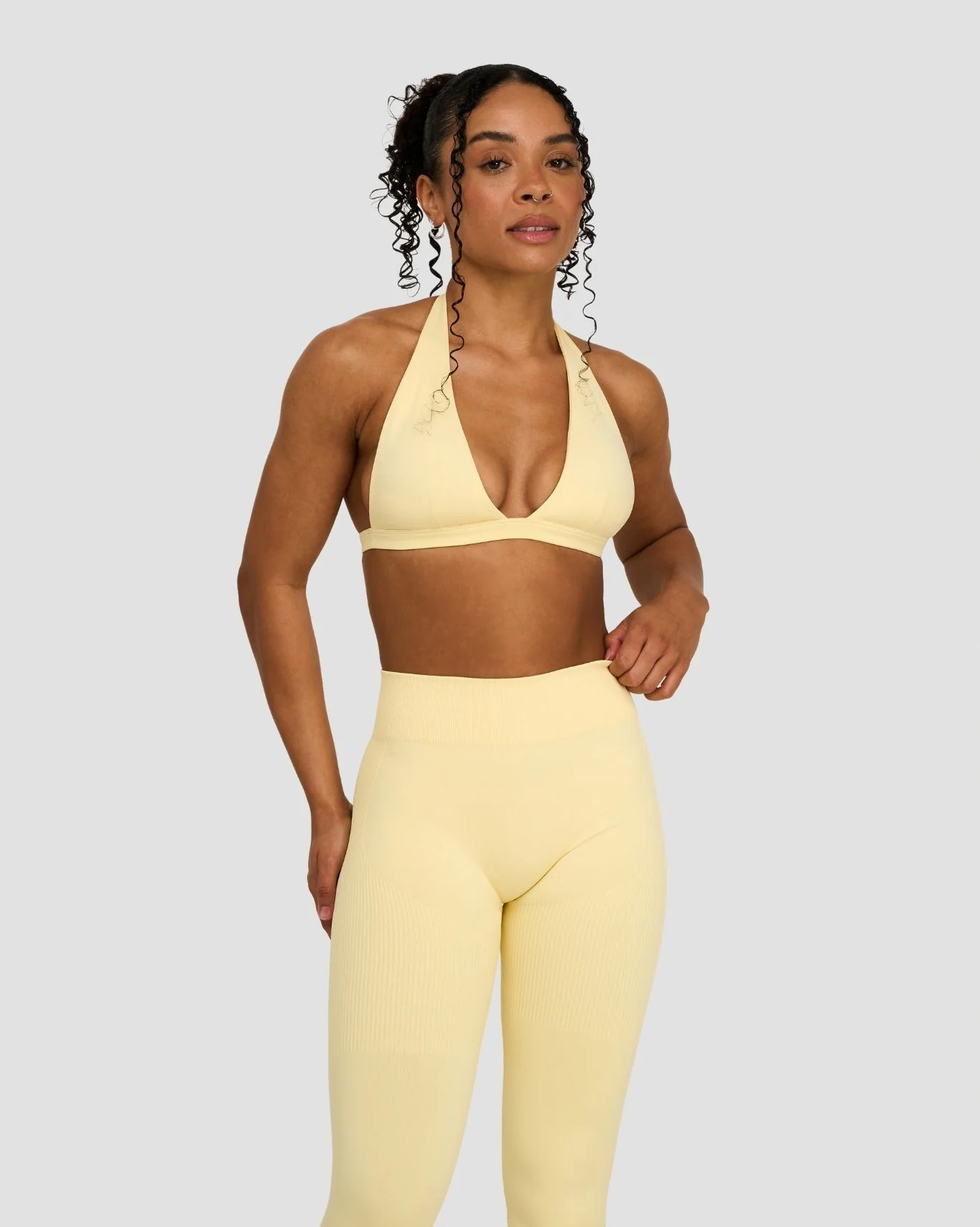 Elevate™ Sculpting Seamless V-Neck Halter Bra | Golden Butter - Image 5