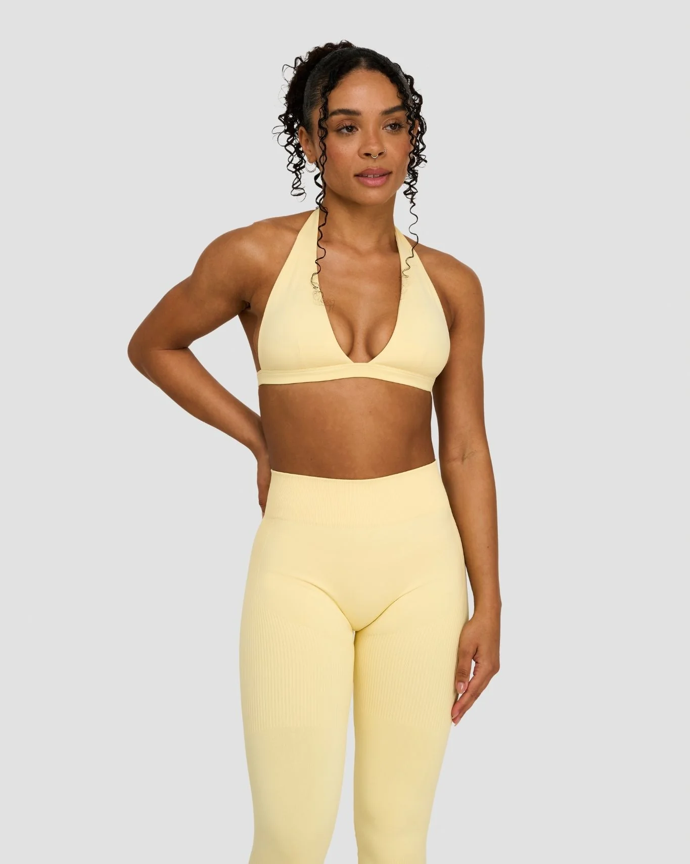Elevate™ Sculpting Seamless V-Neck Halter Bra | Golden Butter - Image 6