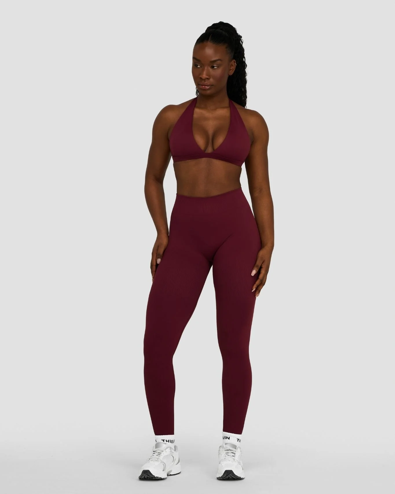 Elevate™ Sculpting Seamless V-Neck Halter Bra | Merlot - Image 6