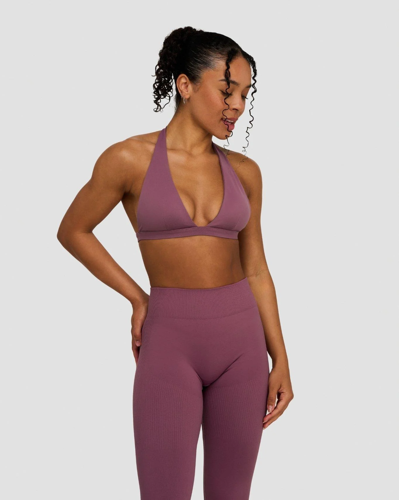 Elevate™ Sculpting Seamless V-Neck Halter Bra | Orchid Mauve - Image 5