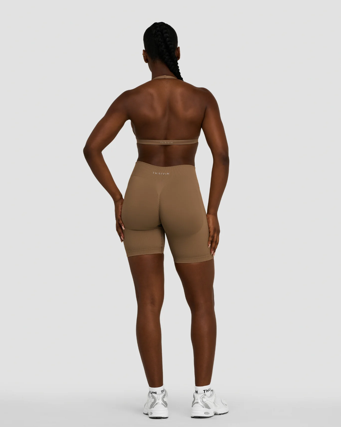 Elevate™ Sculpting Seamless V-Neck Halter Bra | Toffee - Image 4