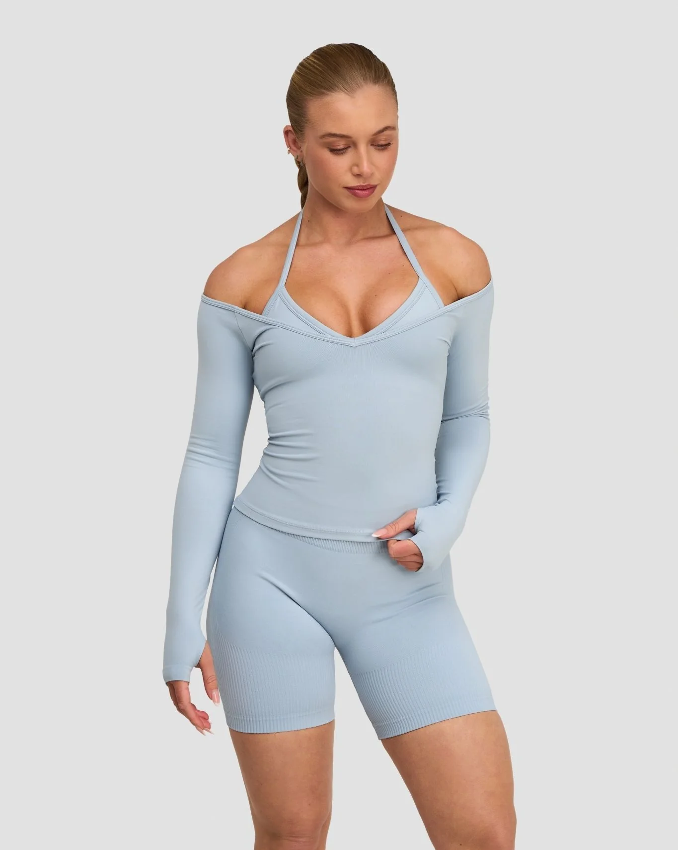 Elevate⢠Sculpting Seamless V-Neck Top | Blue Haze - Image 2