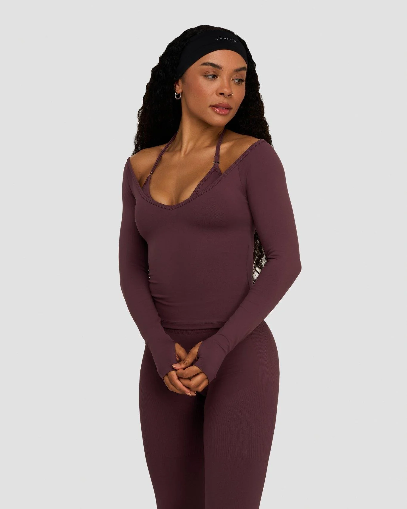 Elevate™ Sculpting Seamless V-Neck Top | Dark Mauve - Image 3