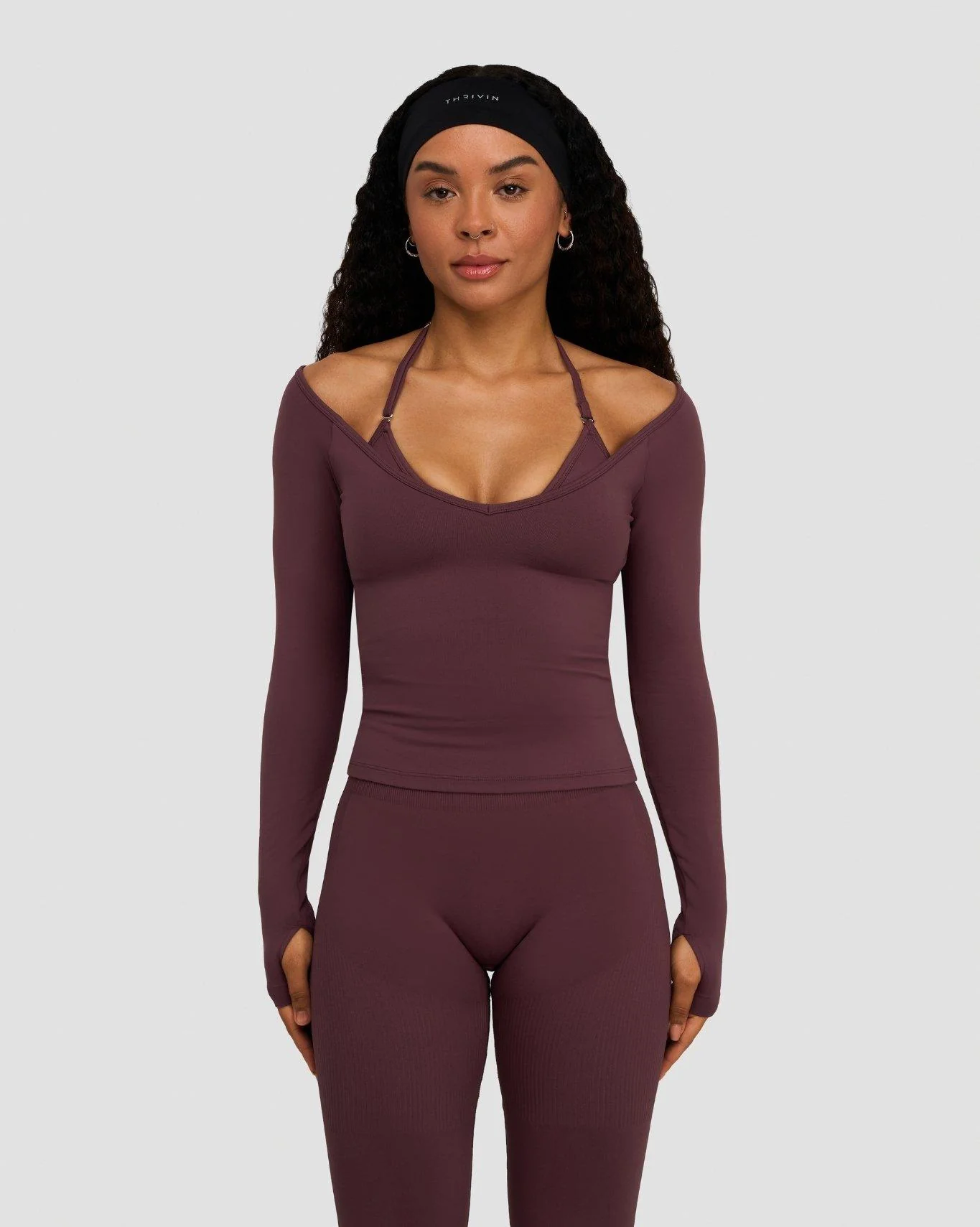 Elevate™ Sculpting Seamless V-Neck Top | Dark Mauve - Image 5