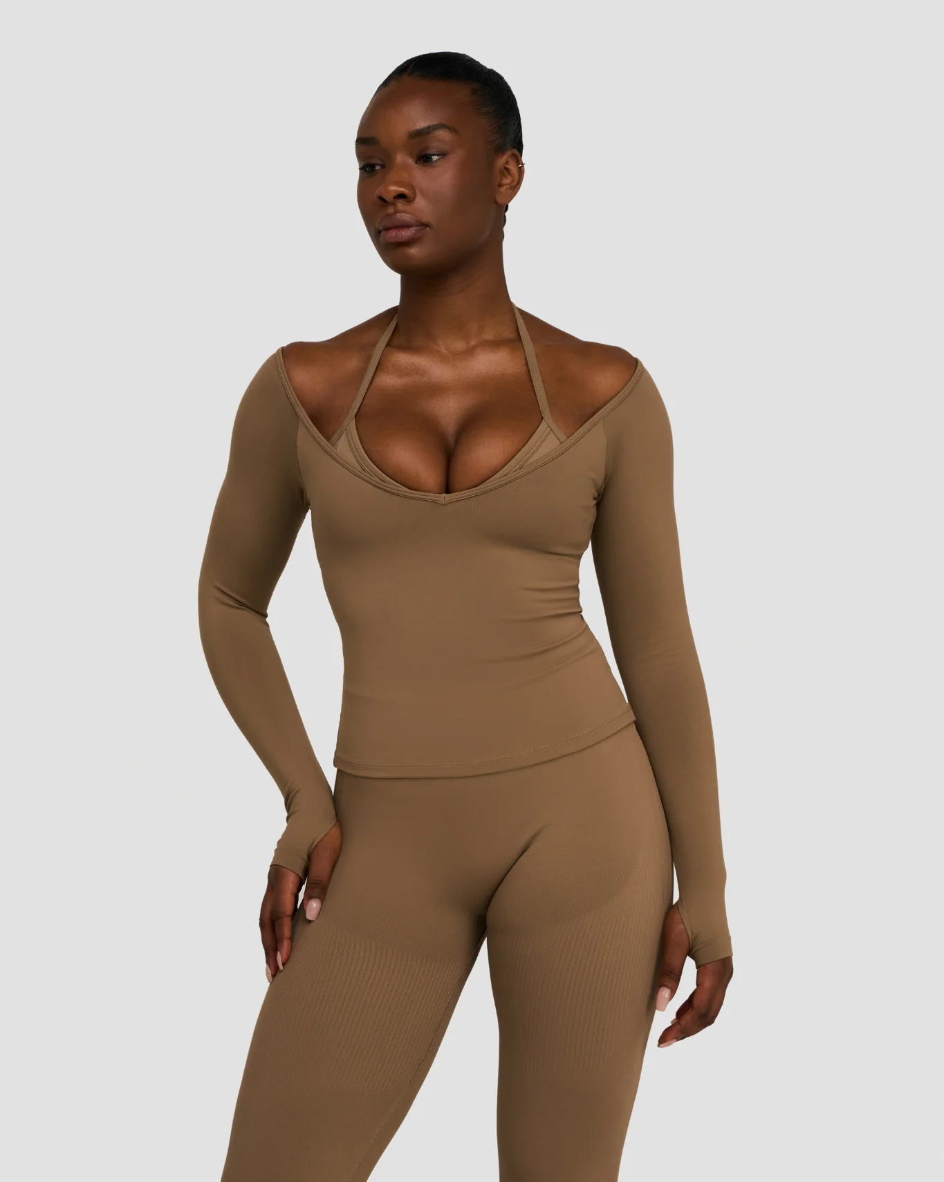 Elevate™ Sculpting Seamless V-Neck Top | Toffee - Image 3