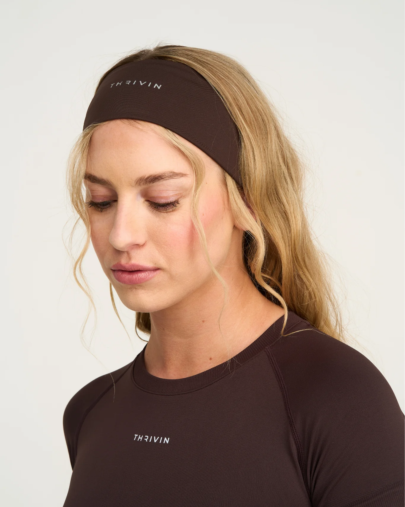 The Essential Collection Chrome Logo Headband | Coffee - Image 3
