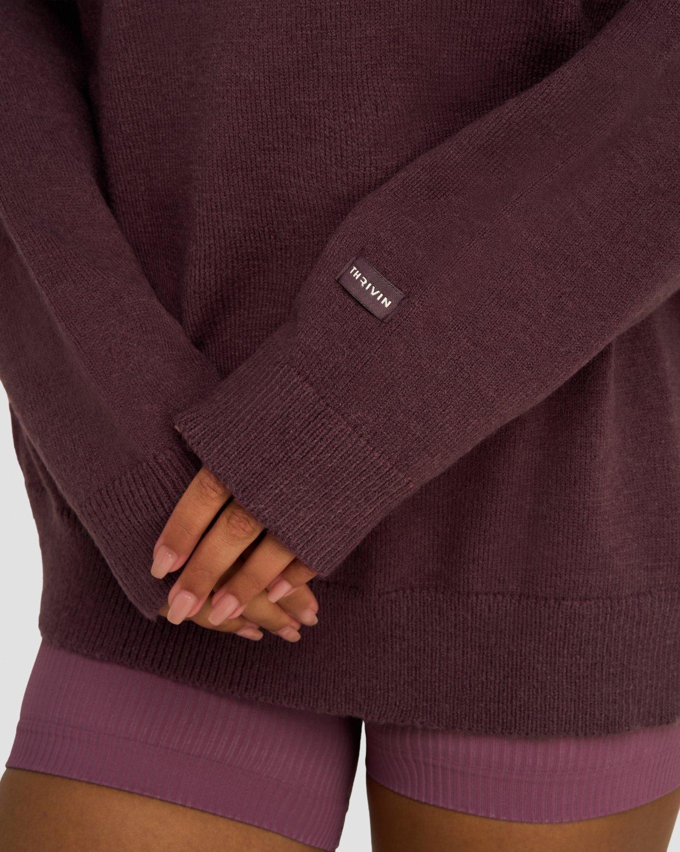 The Essential Collection Off The Shoulder Wool Blend Sweater | Dark Mauve - Image 4