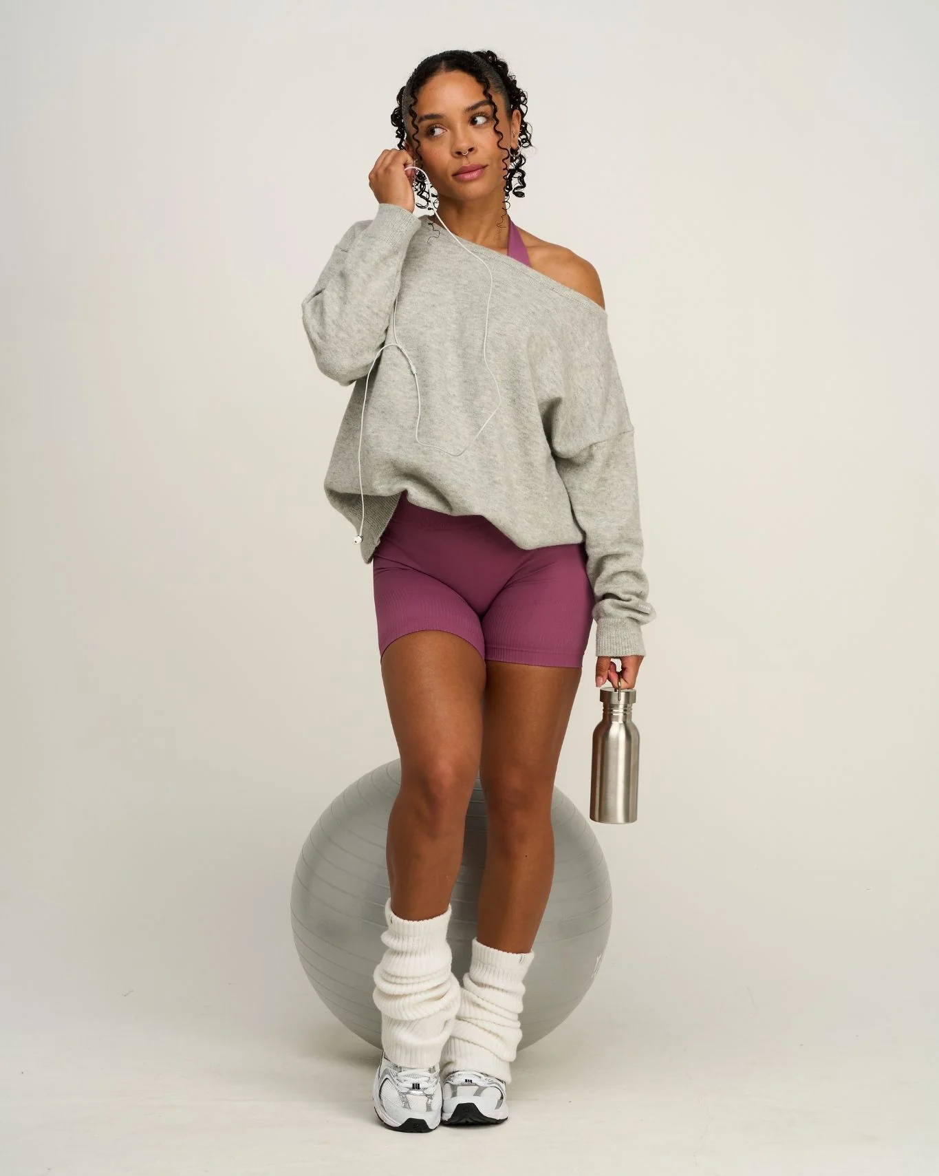 The Essential Collection Off The Shoulder Wool Blend Sweater | Grey Melange
