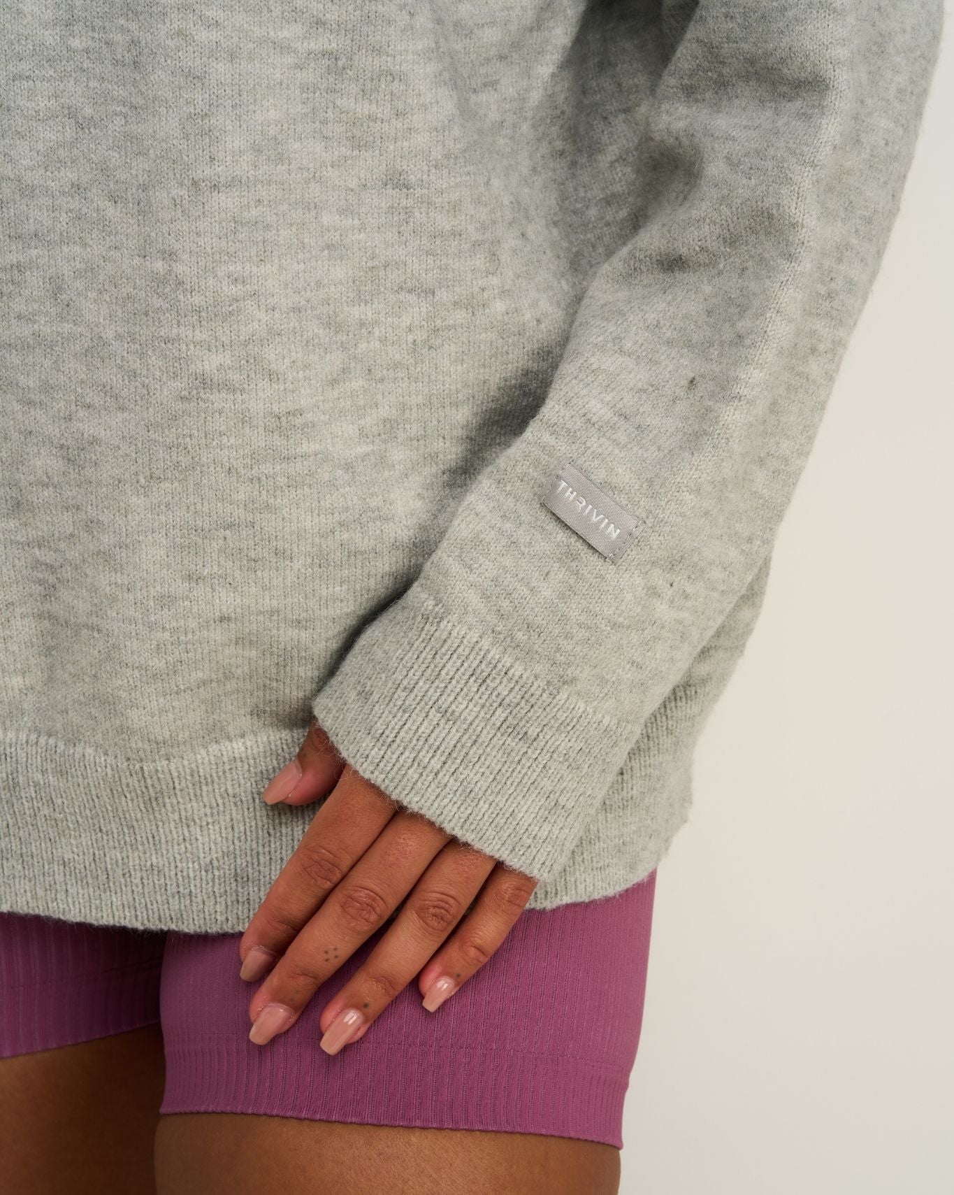 The Essential Collection Off The Shoulder Wool Blend Sweater | Grey Melange - Image 6