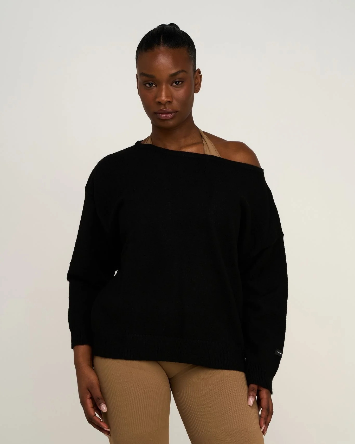 The Essential Collection Off The Shoulder Wool Blend Sweater | Night Black - Image 2