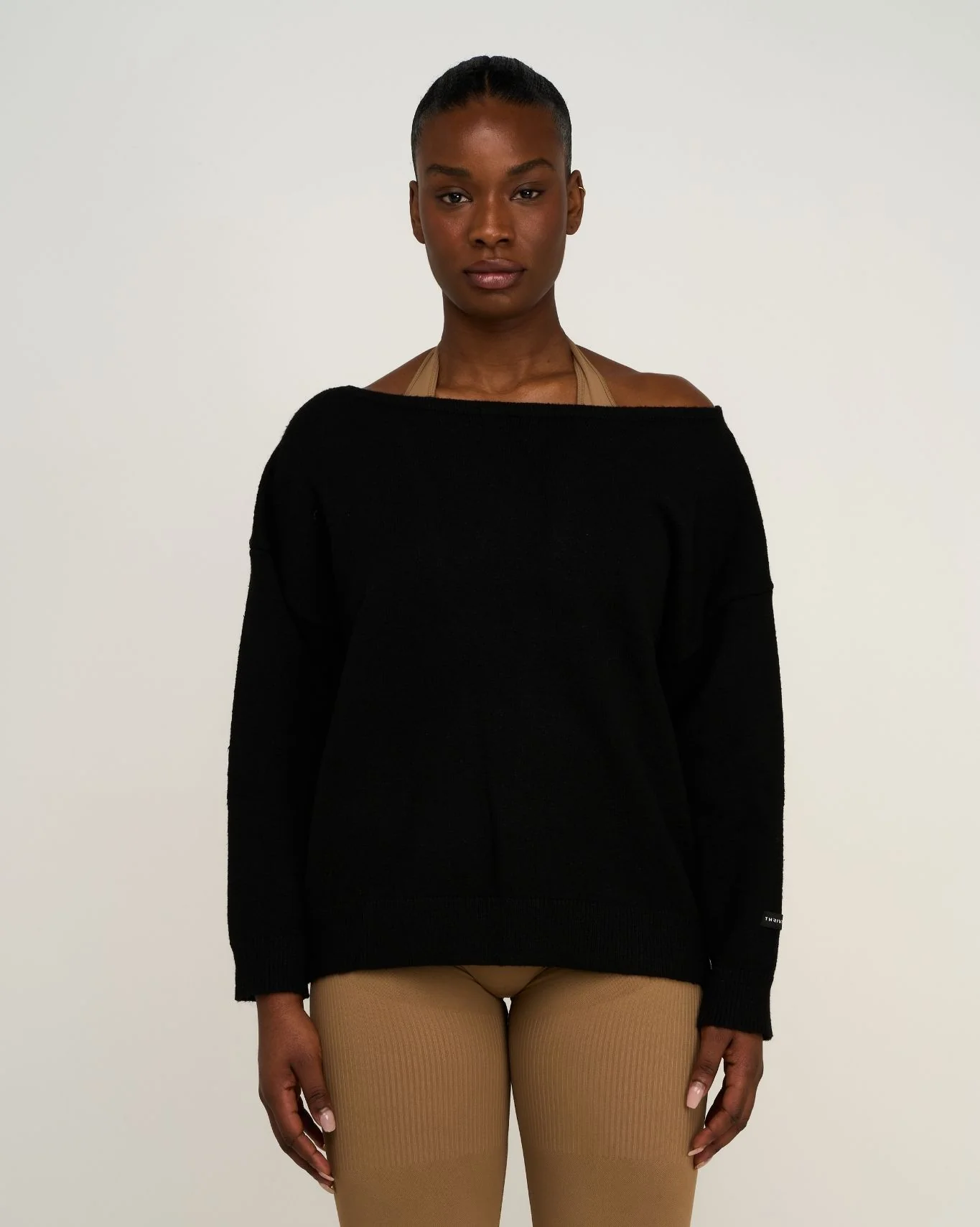 The Essential Collection Off The Shoulder Wool Blend Sweater | Night Black - Image 3