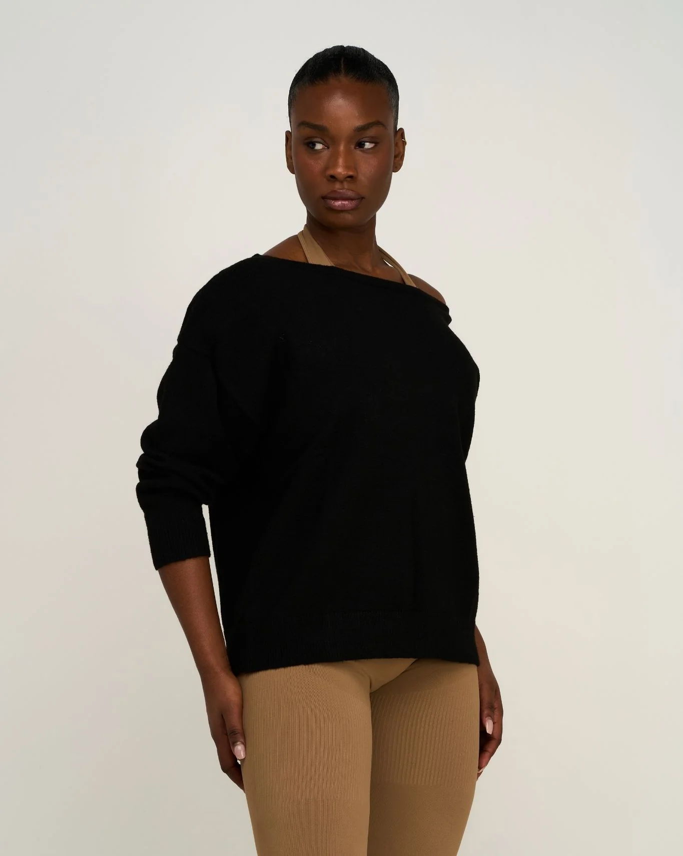 The Essential Collection Off The Shoulder Wool Blend Sweater | Night Black - Image 4