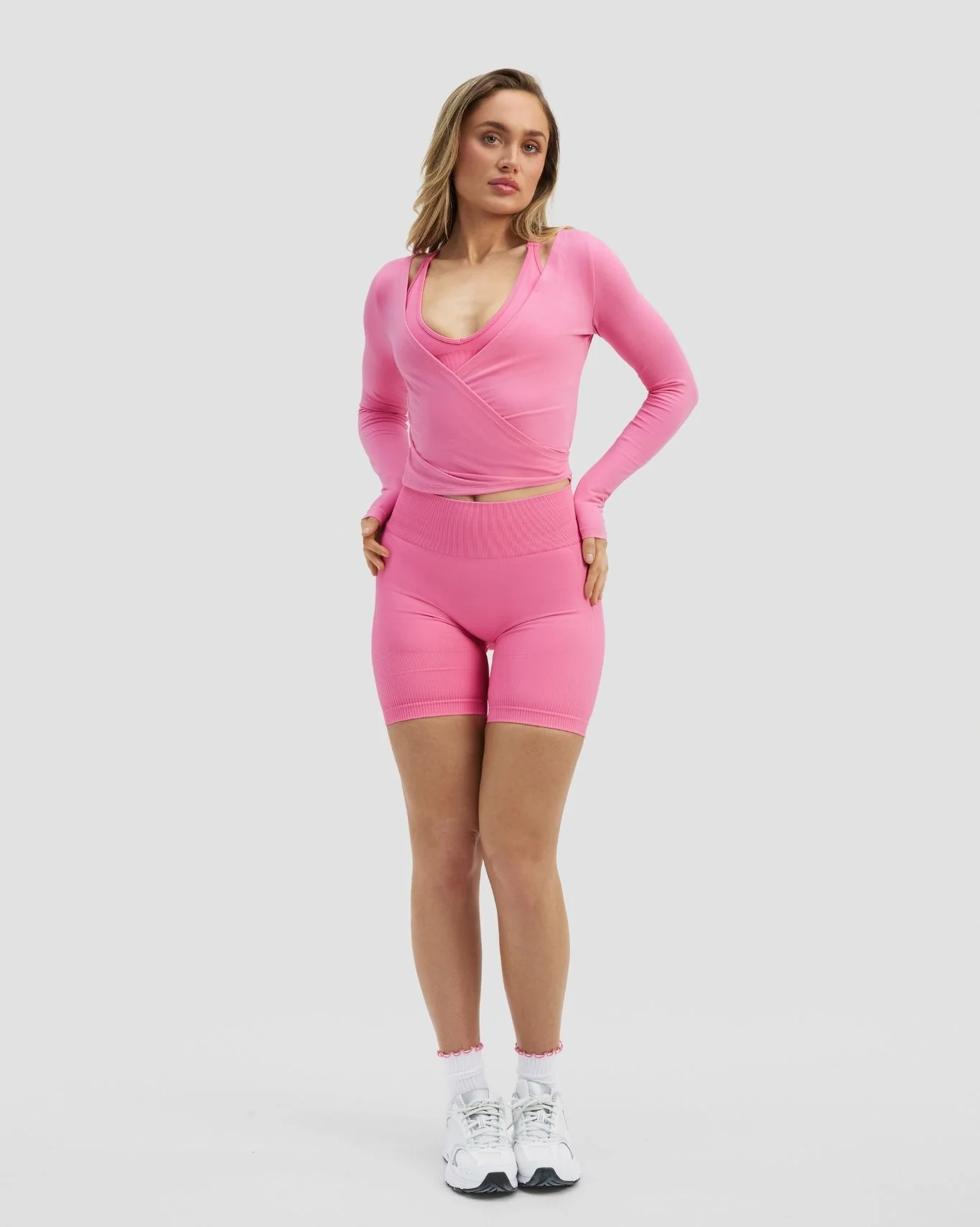 The Essential Collection Wrap Top | Bubble Pink - Image 3